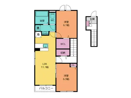 スターヒルズ サウス(2LDK/2階)の間取り写真