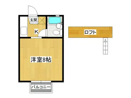 桂コーポ阿見B棟(1K/2階)の間取り写真
