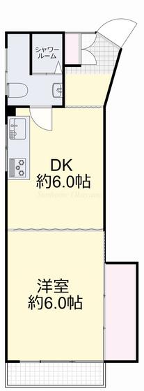 矢吹ビル(1DK/3階)の間取り写真