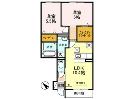 D-ROOM 天満(2LDK/1階)の間取り写真
