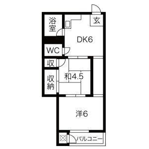 中源ビル(2DK/2階)の間取り写真