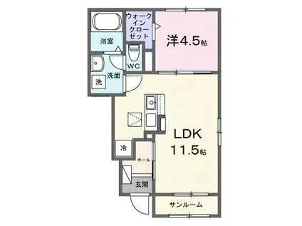 ヴォーグII(1LDK/1階)の間取り写真