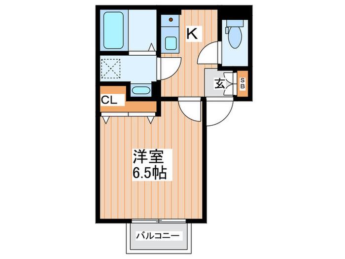 パセオ御堂町(1K/2階)の間取り写真
