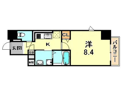 LSステューディオ岡本(1K/8階)の間取り写真