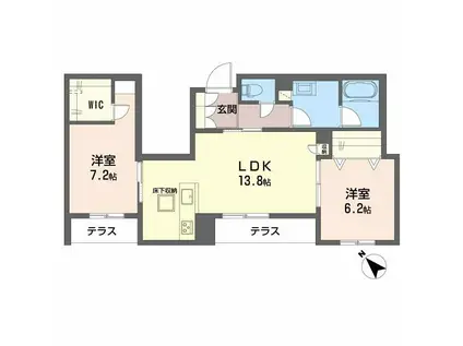 シャーメゾン ルポア(2LDK/1階)の間取り写真