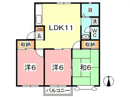 アンジェリーク中畝B棟(3LDK/2階)の間取り写真