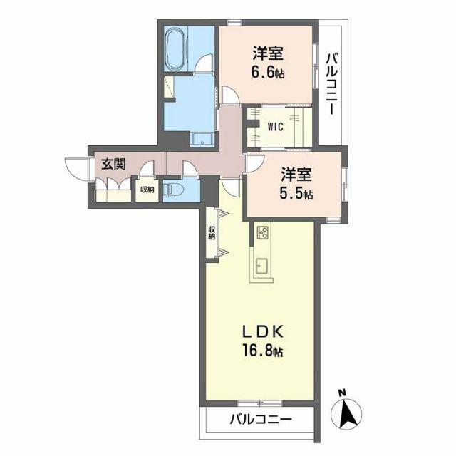 ベレオ安宅(2LDK/3階)の間取り写真