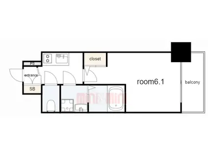 エスリード神戸兵庫駅ミッドポート(1K/13階)の間取り写真