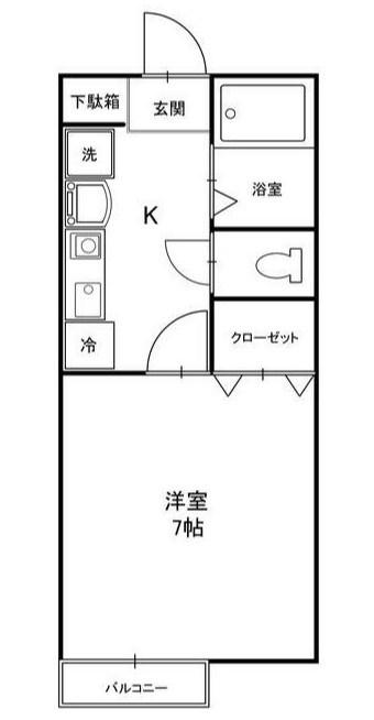 エトランス西坂(1K/1階)の間取り写真
