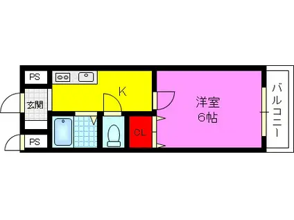 ベレッツァ灰塚(1K/2階)の間取り写真