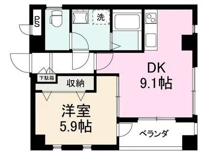 ボナールK(1DK/3階)の間取り写真