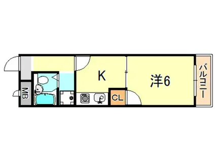 シャトルウッド(1K/2階)の間取り写真