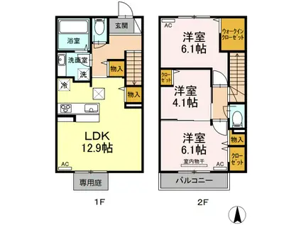 S.シュエット(3LDK/2階)の間取り写真