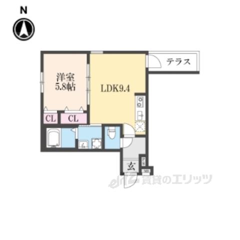 フジパレス瓜生堂Ⅴ番館(1LDK/1階)の間取り写真