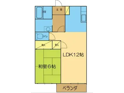 Kハウス(1LDK/2階)の間取り写真