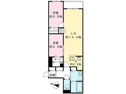 ハーモニー多摩平(2LDK/1階)の間取り写真