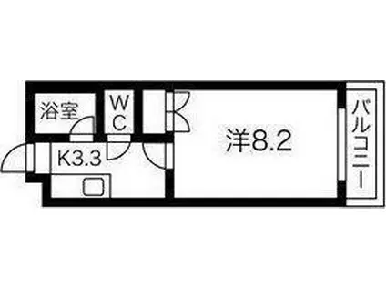 ボザール萩ヶ丘(1K/2階)の間取り写真