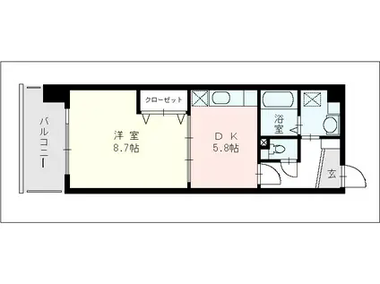 JUSTICEV.P(1DK/9階)の間取り写真