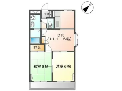 グリーンヒル壱番館(2LDK/1階)の間取り写真