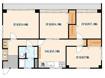 羽根木1丁目マンション(4DK/3階)の間取り写真