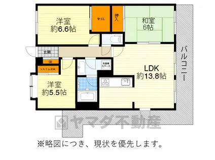 グランドメゾン万博公園南(3LDK/5階)の間取り写真