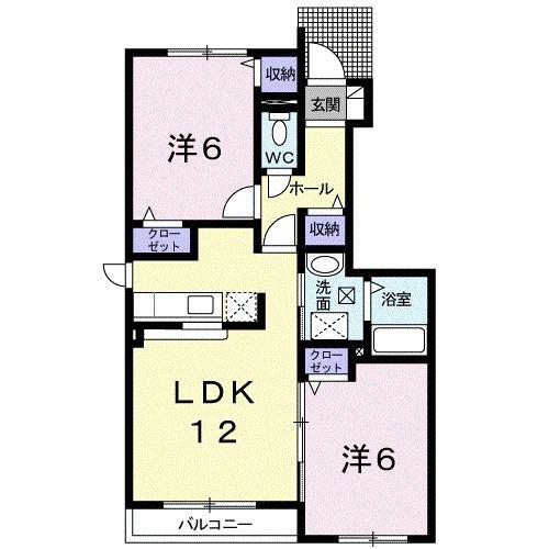 カームリーメムB(2LDK/1階)の間取り写真