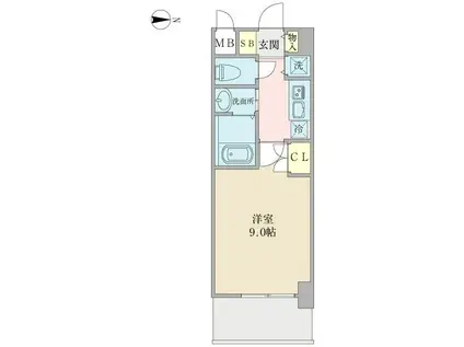 プロシード弁天町(1K/7階)の間取り写真