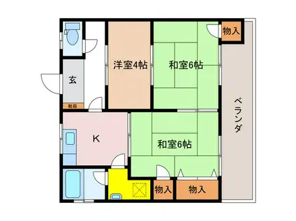 マツダマンションC(3K/2階)の間取り写真