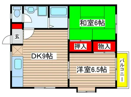 エクセル海宝(2DK/2階)の間取り写真