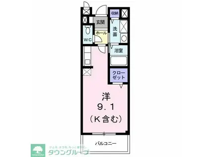 プロスパ(ワンルーム/2階)の間取り写真