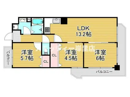 クリア・クレセント住之江(3LDK/3階)の間取り写真
