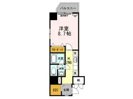 ひびき錦糸町門田ビル(1K/8階)の間取り写真