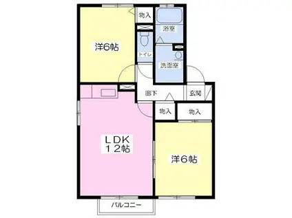 ルミエール城南(2LDK/1階)の間取り写真