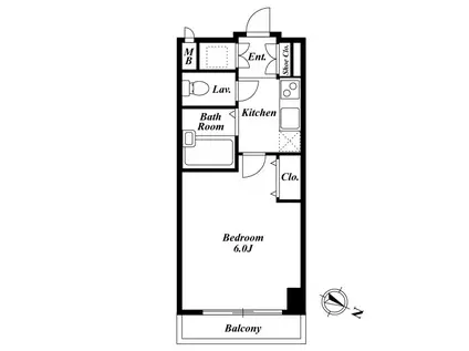 KDXレジデンス麻布イースト(1K/7階)の間取り写真