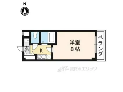 ブランベージュ桂(1K/2階)の間取り写真