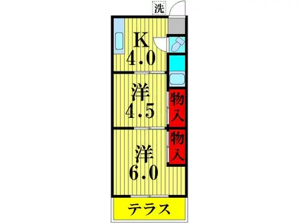 東栄荘(2K/1階)の間取り写真