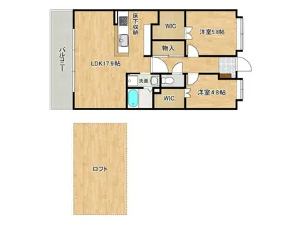 元宇品パレス(2LDK/3階)の間取り写真