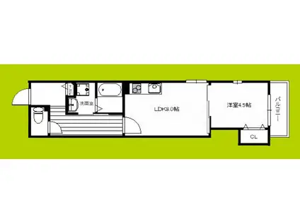 LA VIE BELLE 宝山町II(1LDK/1階)の間取り写真