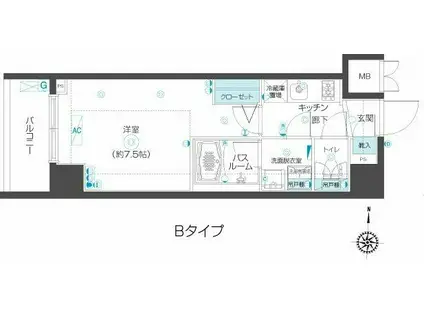 ZOOM市谷本村町(1K/3階)の間取り写真