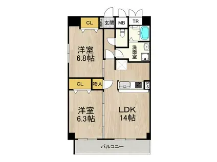 インプルーブ葵(2LDK/8階)の間取り写真