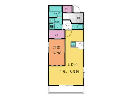 中町・マイスターセブン(1LDK/3階)の間取り写真