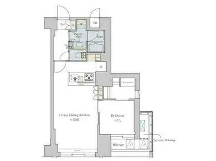 BRILLIA IST 文京六義園(1LDK/2階)の間取り写真