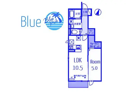 ヴィルヌ一ヴ B棟(1LDK/2階)の間取り写真