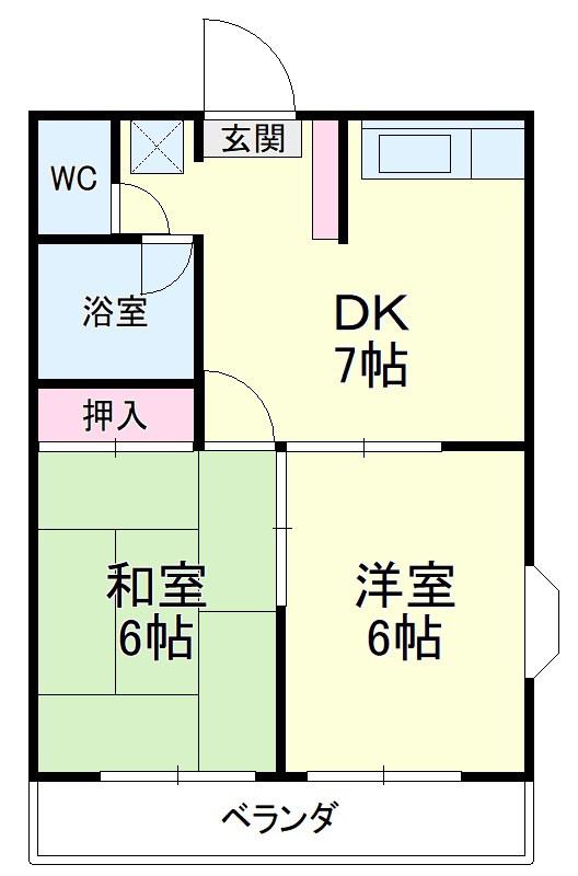 コーポ上浅田(2DK/2階)の間取り写真