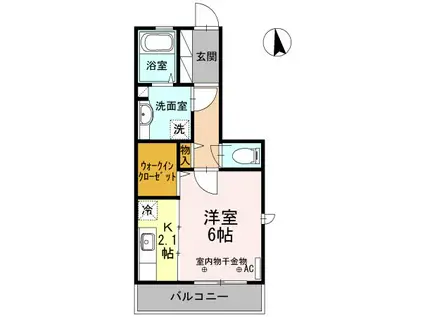 ドムスY(1K/2階)の間取り写真