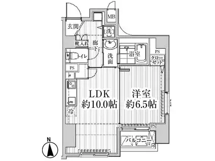 HF東中野レジデンス(1LDK/2階)の間取り写真