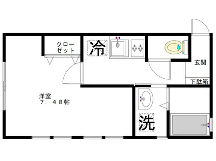メープルハイム根岸(1K/2階)の間取り写真