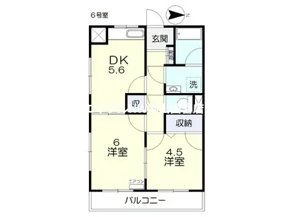 メゾン・ドゥ・フクセン(2DK/2階)の間取り写真