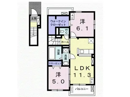 コンフォート オアシス II(2LDK/2階)の間取り写真