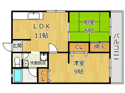 松本マンションI(2LDK/3階)の間取り写真